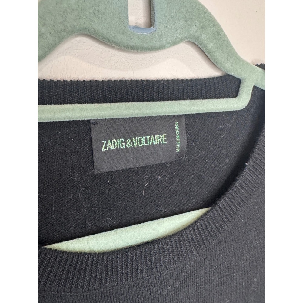 Zadig & Voltaire Miss Bis Embellished Cashmere Sweater Black sz M - Picture 4 of 6